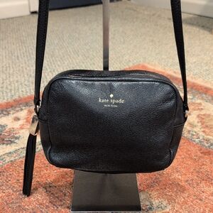 Kate Spade Black Pebbled Leather Camera Style Crossbody Bag